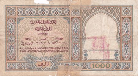 Maroc 1000 Francs - Ville et Minaret - 01-02-1921- Série Q.1 - AB - P.16a