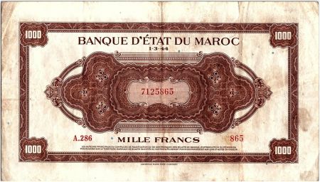 Maroc 1000 Francs Marron, Impr Américaine - 01-03-1944 - A.286