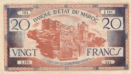 Maroc 20 Francs - 1943 - TTB+ Série J.131 - P.39