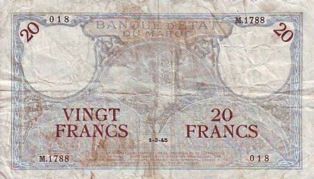 Maroc 20 Francs Minaret - 1945