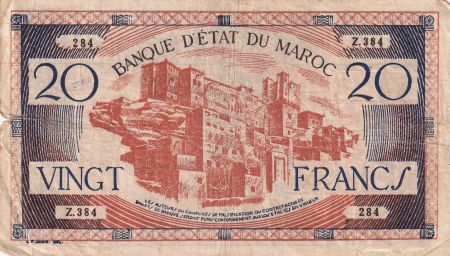 Maroc 20 Francs Vue de Fès - 1943 - Série Z.384