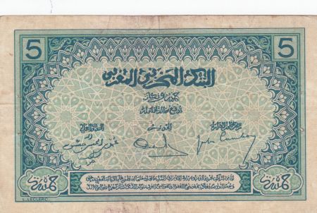 Maroc 5 Francs Ornements - 1924 - Série C.4038 - TTB - P.9