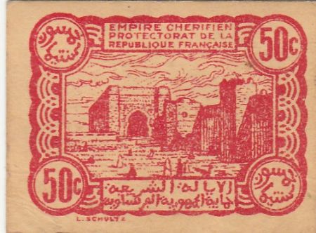 Maroc 50 Centimes, Empire Cherifien 06.04.1944 - 3eme ex