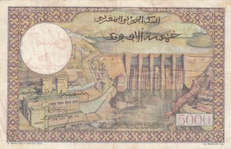 Maroc 50 Dirhams sur 5000 Francs surchargé  02-04-1953 - Série B.453- TTB - P.51