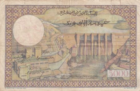 Maroc 50 Dirhams sur 5000 Francs surchargé  02-04-1953 - Série Y.441 - p.TB - P.51