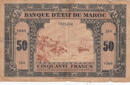 Maroc 50 Francs - 01-03-1944 - TB - Série V.284- P.26b