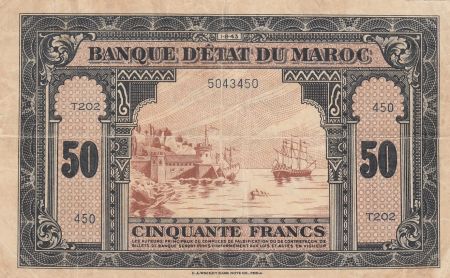 Maroc 50 Francs - 01-08-1943 - TTB - Série T202 - P.26a