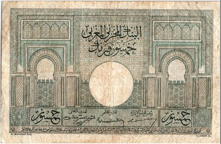 Maroc 50 Francs 28-10-1947   TB- Série O.2042 - P.21