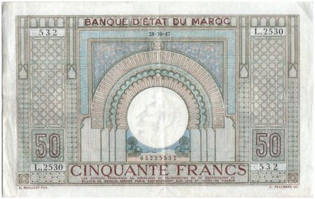 Maroc 50 Francs Décor oriental - 1947