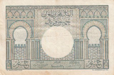 Maroc 50 Francs Porte, décor oriental - 02-12-1949 - TTB - Série K.12-65402 - P.44