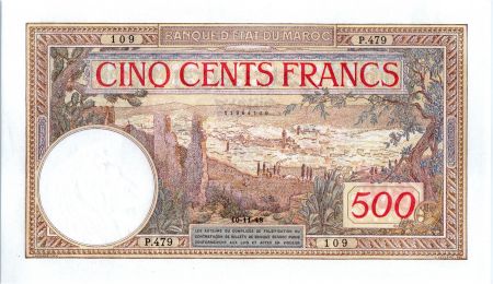 Maroc 500 Francs Vue sur la cité de Fez - 10/11/1948