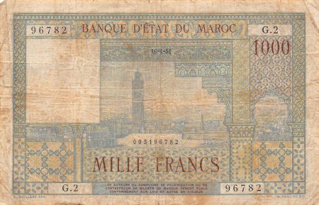 Maroc MAROC - 1000 FRANCS 19/04/1951