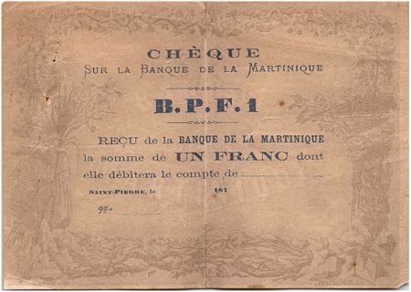 Martinique 1 Franc Violet - 1870