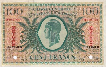 Martinique 100 Francs - Marianne  - 1944 - P.25 - Spécimen
