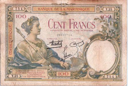Martinique 100 Francs Femme au sceptre - 1932
