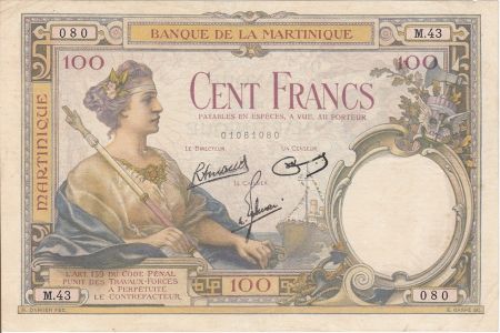 Martinique 100 Francs Femme au sceptre - 1945 Série M.43