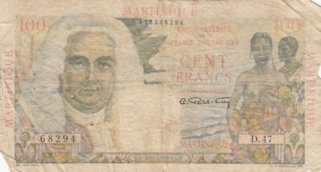 Martinique 100 Francs La Bourdonnais - 1946 - Série D.47 - Etat B
