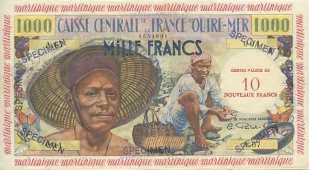 Martinique 1000 Francs Pêcheur - 1955