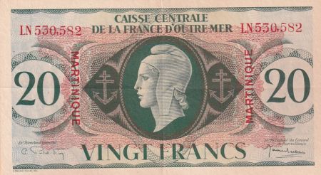 Martinique 20 Francs - Marianne  - 1944 - P.24