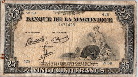 Martinique 25 Francs - Agriculture - 1943 (1945) Série W.59