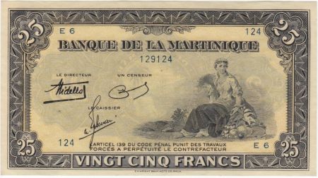 Martinique 25 Francs - Agriculture - 1943 Série E.6