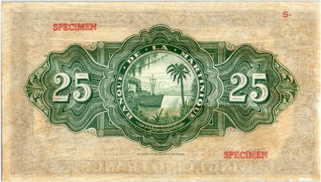 Martinique 25 Francs Agriculture - 1943 Spécimen OOOO