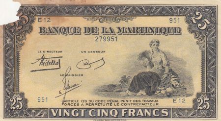 Martinique 25 Francs ND1943 - Agriculture - Série E12