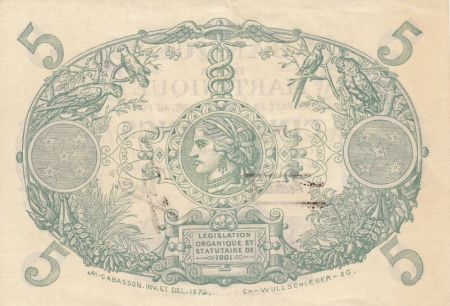 Martinique 5 Francs Cabasson, Violet - 1934 Série T.349