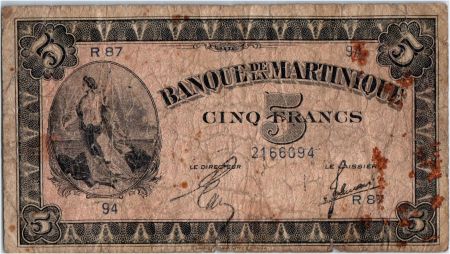 Martinique 5 Francs Liberté - 1942 (1944) - Série R.87