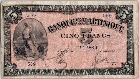 Martinique 5 Francs Liberté - 1942 (1944) - Série S.77