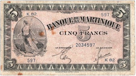 Martinique 5 Francs Liberté - 1942