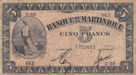 Martinique 5 Francs Marianne 1942 - Liberté - Série D69