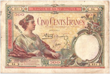 Martinique 500 Francs Femme au sceptre - 1932