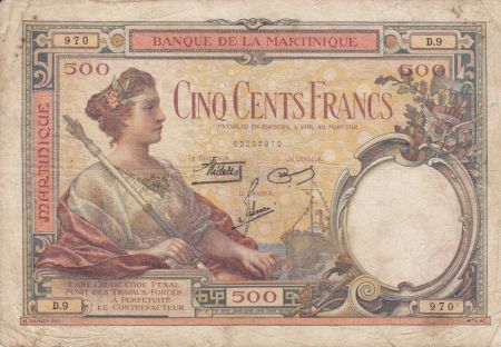 Martinique 500 Francs Femme au sceptre - 1938 Série D.9