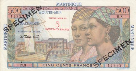 Martinique 500 Francs Pointe-À-Pitre - 1960 - Spécimen Série B.8
