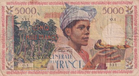 Martinique 5000 Francs - Antillaise - Canne à sucre - ND (1960) - Série O.1 - P.36