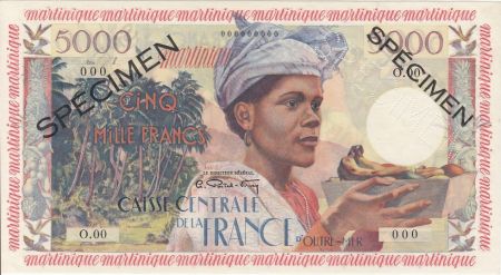 Martinique 5000 Francs Antillaise - 1955 Spécimen
