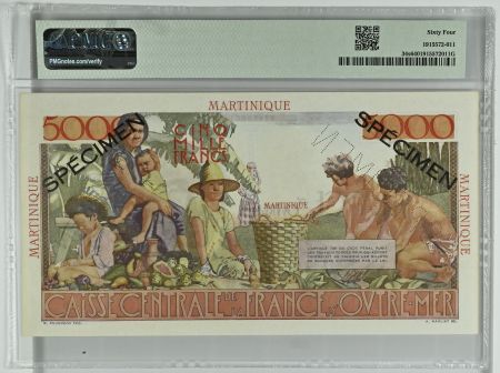 Martinique 5000 Francs Schlcher - 1946 Spécimen - PMG 64