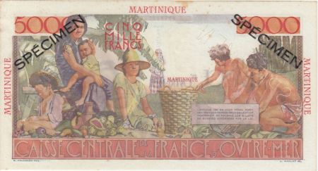 Martinique 5000 Francs Schlcher - 1952 Spécimen