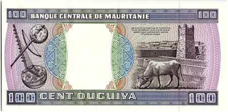 Mauritanie 100 Ouguiya - Instruments de musique - Vache  - 1999 - P.4 - SUP