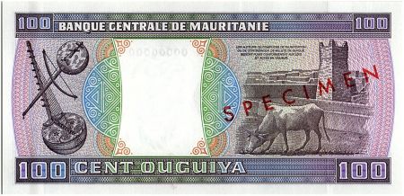 Mauritanie 100 Ouguiya - Village- Vache - 1974 Spécimen
