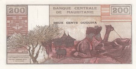 Mauritanie 200 Ouguiya 1973 - Jeune fille, scène de village - Spécimen