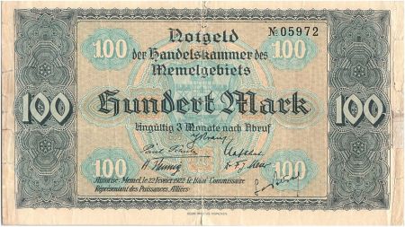 Memel 100 Mark Vue de Memel - 1922