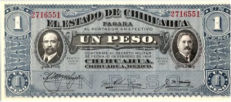 Mexique 1 Peso, Francisco Madero - A gonzalez - 1914