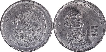 Mexique 1 Peso José Morelos - Années : 1984 à 1987
