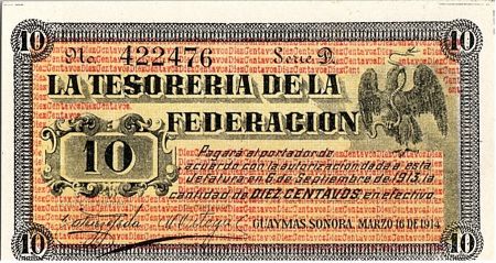 Mexique 10 Centavos - Emblème  - Paysage 1914