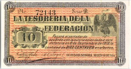 Mexique 10 Centavos - Tesoreria de la Federacion - Paysage 1914