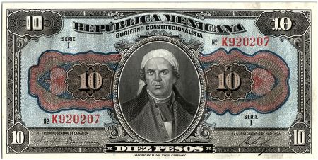 Mexique 10 Pesos - José Morelos y Pavon - 1915