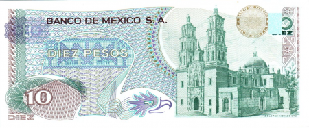 Mexique 10 Pesos - M. Hidalgo y Castilla - Cathédrale de Dolores - 1977