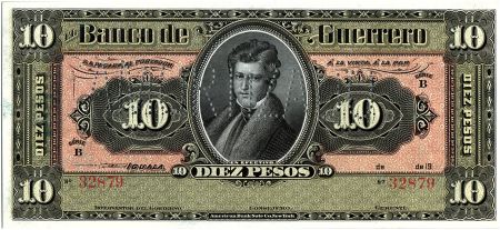 Mexique 10 Pesos , V G Saldana - 1914 - Perforé Amortizado
